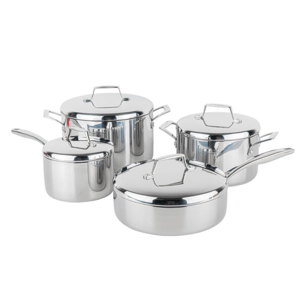 Tri-ply No Coating Pan and Pot sets, with Lid, Cookware set, 8 piece