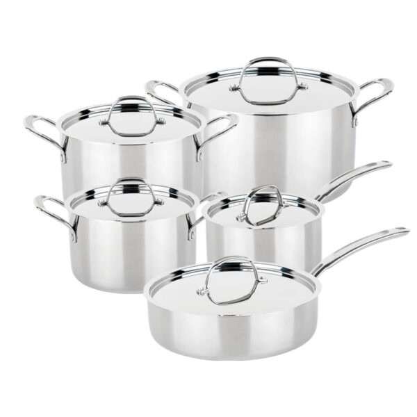 Tri-ply SUS No Coating Skillet and Pot sets, with Lid, Cookware set, 10 piece